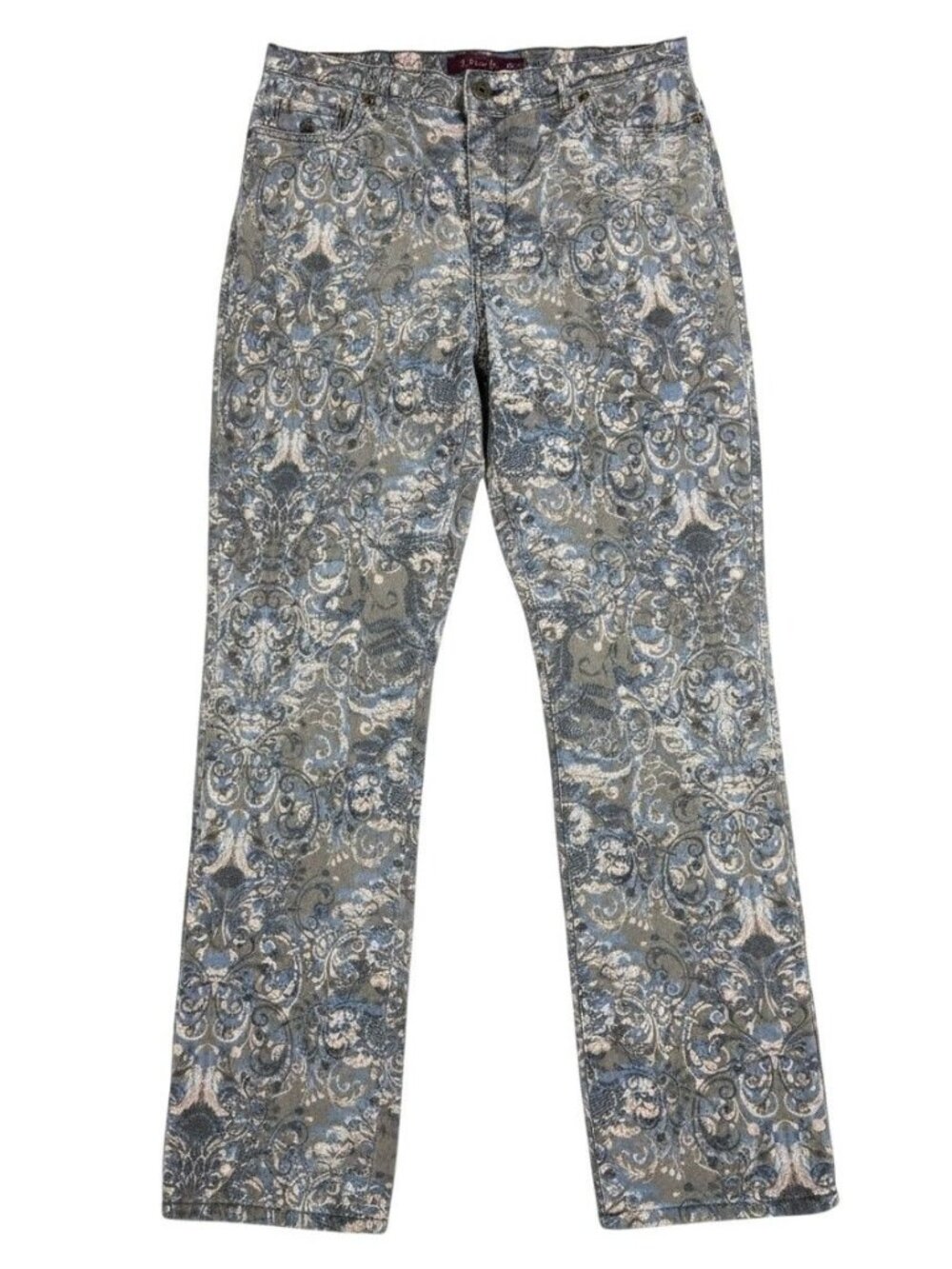 Gloria Vanderbilt Amanda Womens Paisley Floral Print Straight-Leg Jeans 12